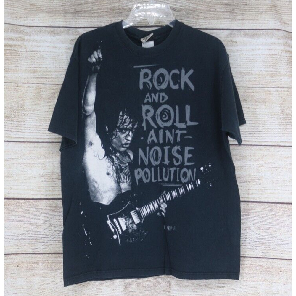 VINTAGE Liquid Blue 2003 Mens ACDC Rock & Roll Crew Neck T-Shirt Sz Large Black